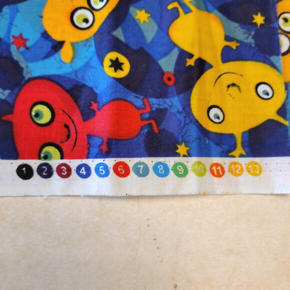 Cotton Fabric Colorful Aliens Stars Blue Space Print 1 Yd x 44" Hancock Fabrics - Picture 6 of 15